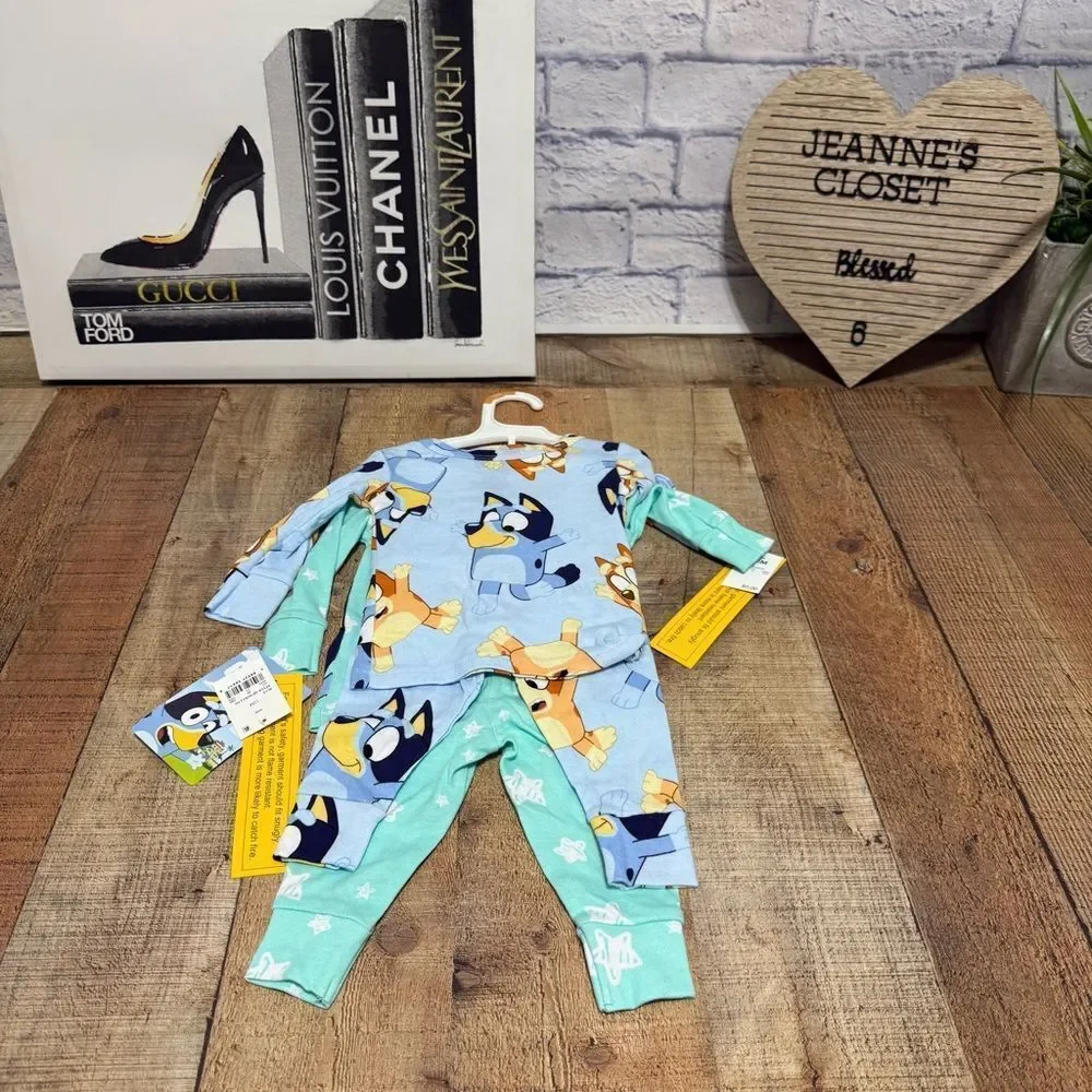 Bluey Disney Toddler 2pc Snug Fit Bluey Cotton Pajama Set - 12 Months, Blue NWT